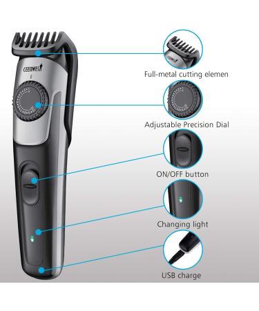 Ceenwes Beard Trimmer for Men - Hair Clipper with 2 Combs, Cleaning Brush, Power Adapter, Oil Bottle - Precision Dial, USB Charging - Length Settings - Buy Online on GoSupps.com