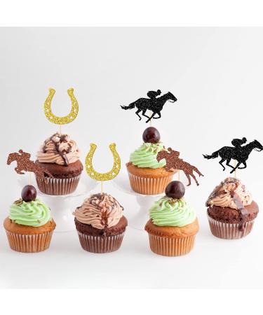 Horse Equestrian Cupcake Toppers Horseshoe Cupcake Toppers Jockey Horse Racing Cupcake Toppers Kentucky Derby Party Decorations Horse Party Supplies 24 Pcs - Buy Online on GoSupps.com