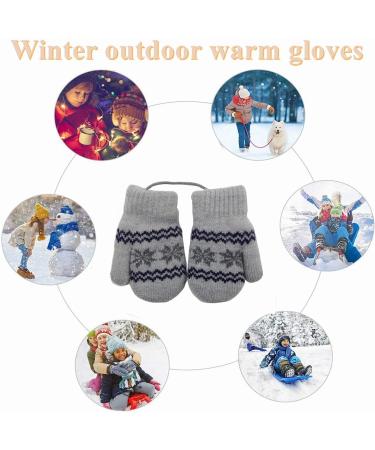 0-2Y Kids Thicken Soft Thermal Winter Gloves with Snowflake Design - Grey - Buy Online on GoSupps.com