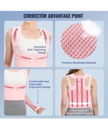 Fit Geno Back Brace Posture Corrector for Women - Adjustable Full Back Support & Pain Relief for Scoliosis Hunchback & Thoracic Issues - Small Pink - Buy Online on GoSupps.com