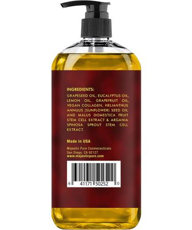 Majestic Pure Cellulite Massage Oil with Vegan Collagen & Stem Cells - Anti Cellulite Oil for Skin Tightening and Firming - 8 fl oz - Buy Online on GoSupps.com