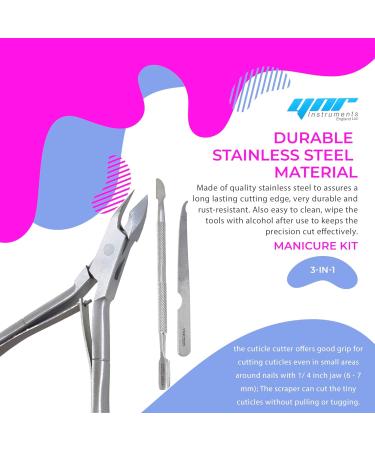 YNR Professional Stainless Steel Double End Cuticle Pusher + Cuticle Nippers Duo + Nail File Professional Manicure Pedicure Nail Cleaner Gel Polish Remover Prep Cutters Remove Dead Skin (3-in1) - Buy Online on GoSupps.com