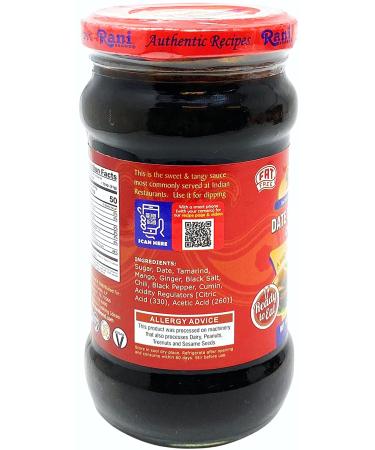 Rani Dates & Tamarind Chutney 12.3oz Glass Jar - Vegan, Gluten Free, NON-GMO, No Colors - Indian Origin, Ready to Eat - 12.34 Ounce (Pack of 1) - Buy Online on GoSupps.com