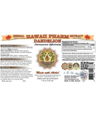 Organic Dandelion Liquid Extract Tincture - 4 oz | Taraxacum Officinale | Herbal Supplement - Buy Online on GoSupps.com