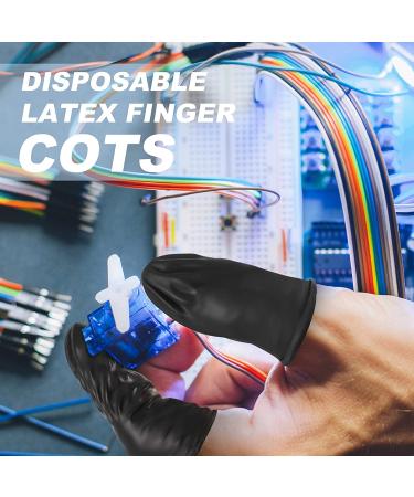 400 Pcs Disposable Latex Finger Cots | Black Finger Sleeves | Fingertip Protectors for Industrial & Beauty Use - Buy Online on GoSupps.com