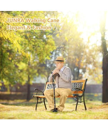 JUNRA Adjustable Folding Walking Cane with LED Light | Portable Foldable Stick for Seniors | Quad Base for Balance | Men and Women - Buy Online on GoSupps.com
