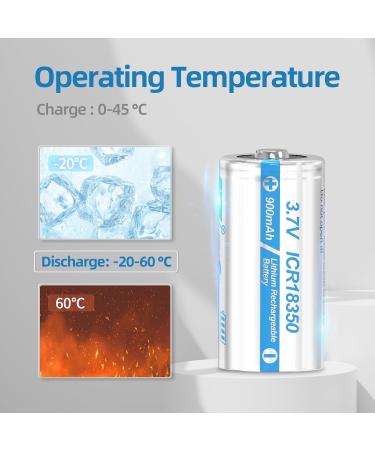 Buy 18350 Rechargeable Batteries 900mAh 3.7V - ICR Li-ion Battery for Flashlights & Solar Lights | 4 Count Pack - Buy Online on GoSupps.com