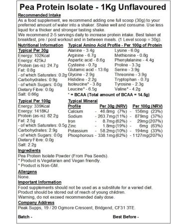 Organic Pea Protein Isolate Powder 1kg - Unflavoured | Pack of 1 - Buy Online on GoSupps.com