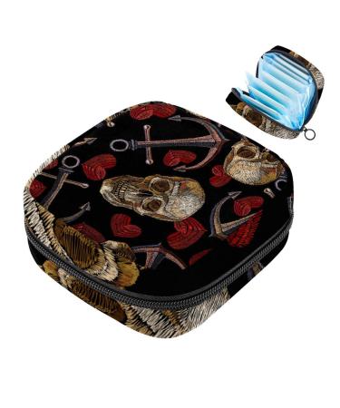 Women's binding-up bags Totenkopf-pattern women tampon storage bag Tampon storage bags zip pockets menstrual tied bags multi09