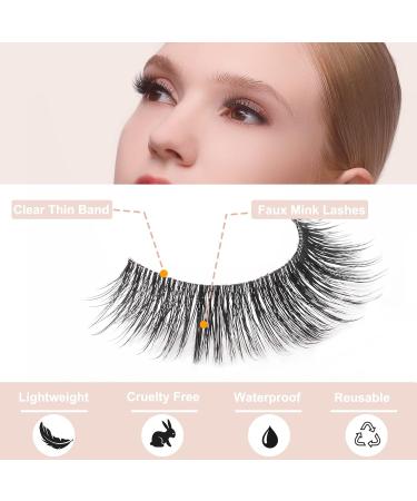 Shop Clear Band Short Fluffy Wispy 3D Faux Mink Eyelashes - 12mm C Curl - Full Volume Glam Look - 12 Pairs for Natural Beauty - Buy Online on GoSupps.com