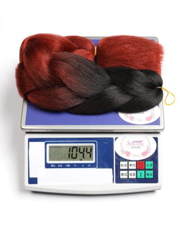 Showjarlly Kanecalon Ombre Jumbo Braid Hair Extensions - 24 Box Braids 3 Pack Black/Red Brown | Premium Kunsthaar Kanecalon Hair for Stylish Braids - Buy Online on GoSupps.com