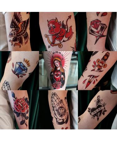PUSNMI Vintage Temporary Tattoos for Men & Women - Halloween Face, Leg, Arm, Neck Stickers - Old School Club & Floral Designs - Buy Online on GoSupps.com