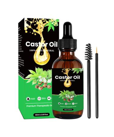 Black Castor Oil for Eyelashes and Eyebrow Growth 60ML Cold Pressed Castor Oil for Hair Growth Nails & Skin Promote Hair Growth Strengthen Hair Roots and Prevent Bifurcation