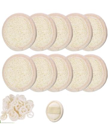 10 Pcs Exfoliating Facial Loofah Scrubbers Natural Face Exfoliator Pad Cleanser Sponges Reusable 100% Natural Loofah Sponge Manual Facial Cleansing Scrubber Handheld Pad for Men and Women