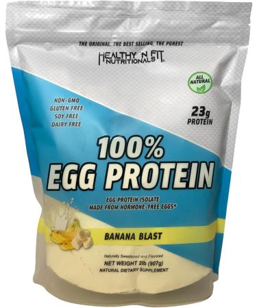Healthy 'N Fit 100% Egg Protein- Banana 2 Pack (4 lb Total) : 100% Egg White Protein Plus Natural Peptides. Naturally Flavored & Sweetened Keto & Paleo Friendly. - Buy Online on GoSupps.com