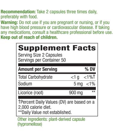 Nature's Way Licorice Root 900mg - 100 Vegan Capsules for Natural Health - Buy Online on GoSupps.com