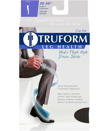Truform Men's Dress Compression Socks 20-30 mmHg - Black, Small, Over-the-Knee Length - Buy Online on GoSupps.com