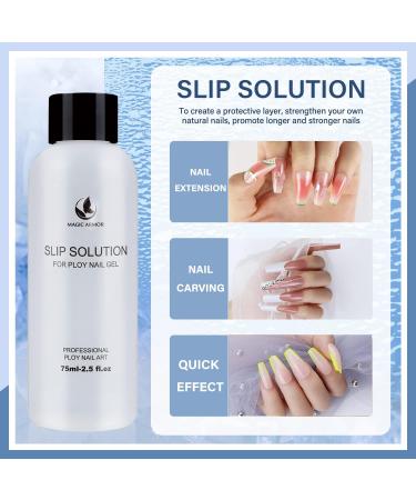 MAGIC ARMOR Slip Solution Poly Nail Gel Kit 5oz Slip Solution for Poly Nail Extension Anti-stick Gel Solution Liquid With Dual-Ended Gel Nail Brush Tip 8pcs Nail Clips Crystal Cup for Poly Nail Gel Nail Art Kit - Buy Online on GoSupps.com