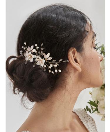 SWEETV Handmade Flower Bridal Hair Comb - Wedding Hair Accessory Clip - Buy Online on GoSupps.com