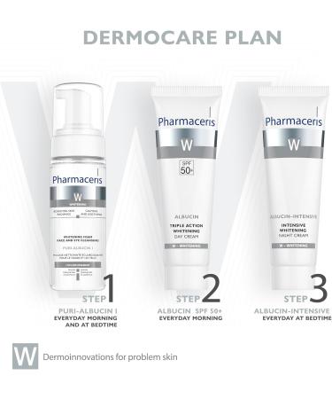 Pharmaceris W Albucin Triple Action Whitening Day Cream SPF 50 Cream for Discolored Skin UV Protection 4% Niacinamide Vitamin E - 30 ml - Buy Online on GoSupps.com