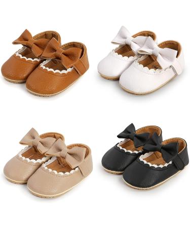 RVROVIC Baby Girl Princess Mary Jane Moccasins | Soft Sole Crib Shoes 12-18 Months | Toddler Dress Shoes B Brown - Buy Online on GoSupps.com