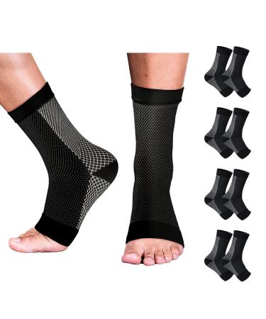 Divove 4 pairs compression socks - ankle support compression stockings for men and women 41-46 black
