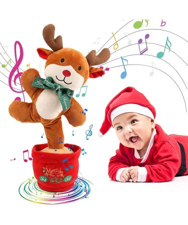 seOSTO Singing Dancing Reindeer Toys Repeating Toy Mimic with Light Recording Reindeer Toy Talking Reindeer Plush Toy for Kids Gifts Baby Encourage Speech Toy+light+mimic+record