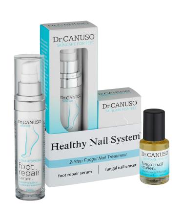 Dr. Canuso Healthy Nail System | 2 Step Antifungal Nail Treatment | Medical Strength Toenail Fungus and Cracked Heel Repair | Restores Healthy Feet and Nails Fast with Tolnaftate 1%