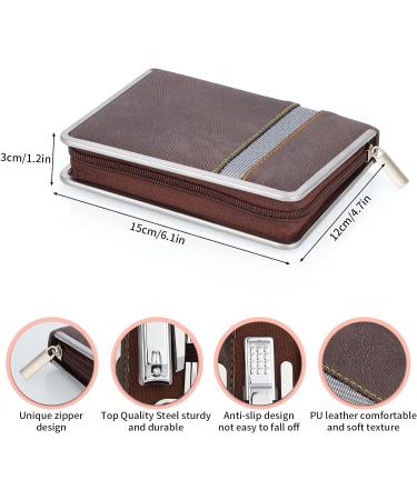 Coolzon 26-Part Professional Nail Clip Set | Stainless Steel Manicure & Pedicure Tools | Advanced Zip Pocket Design - Brown - Buy Online on GoSupps.com