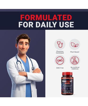 Vasonoxol U.S. Patented Nitric Oxide Supplement for Blood Pressure Support 2880mg - Physician Formulated Vascular Health Formula with L-Arginine & and L-Citrulline - Vegan Non-GMO (360 Capsules) 360 Count (Pack of 3) - Buy Online on GoSupps.com