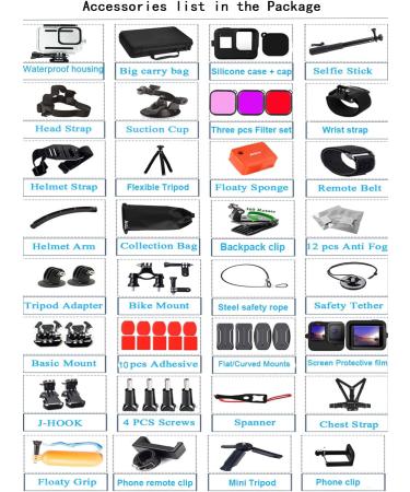 Husiway Gopro Hero 11/10/9 Black Accessories Kit - Waterproof Housing, Silicone Case, Glass Screen Protector Bundle for Action Camera - Buy Online on GoSupps.com