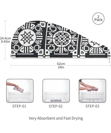 Graffiti Seamless Diagram Hair Towel 2 Pack - Super Absorbent Quick Dry Hair Turbans for Women & Girls - Buy Online on GoSupps.com