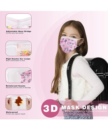 Kids Face Mask 3 Ply Safty Breathable Fabric (50 Pack) - Pink for Girls and Boys - Buy Online on GoSupps.com