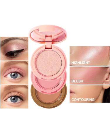 RoseFlower 3-in-1 Makeup Palette | Highlighting, Blush, Contour | Portable Concealer Set | Ultra-Fine Powder for All Skin Types | Perfect Gift for Girls & Women - Buy Online on GoSupps.com