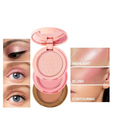 Buy 3-in-1 Makeup Eyeshadow Palettes & Blush Highlighter Contour Waterproof Long-Lasting Natural Luster 2 Pack #2 for Daily Use - Buy Online on GoSupps.com