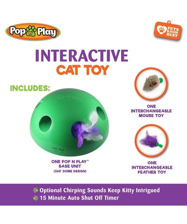 Pop N Play Interactive Motion Cat Toy | Electronic Smart Feather & Mouse Teaser | Cat Mouse Squeak Sound | Auto Shut Off | Best Cat Toy Ever! - Buy Online on GoSupps.com