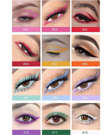 12-Piece Waterproof Neon Colored Eyeliners Twist Up Pencil Set for Women - Long Lasting Matte Finish - Eye Makeup Pencils in Vibrant Shades - Buy Online on GoSupps.com