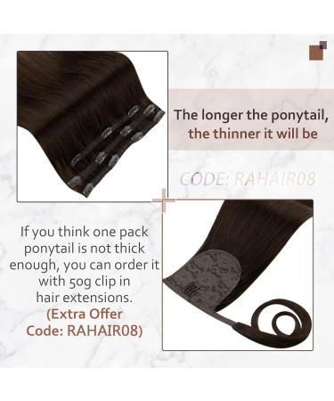 RUNATURE Ponytail Extension - Real Hair 40cm Braid Darkest Brown #2 80g 16 Inch Natural Look - Buy Online on GoSupps.com