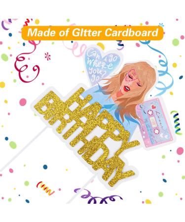 Happy Birthday Cake Topper Singer Taylor Birthday Decoration Taylor Party Decorations Gold Glitter Cake Decorations Taylor Cake Topper for Birthday Party Favors Supplies Taylor Cupcake Toppers - Buy Online on GoSupps.com