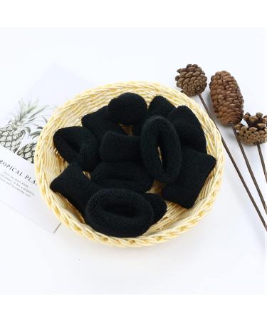 12 Pack Terry Cotton Stretchy Fuzzy Hair Ties - Black Elastic Ponytail Holders for Women & Girls - Buy Online on GoSupps.com