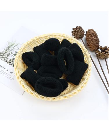12 Pack Black Terry Cloth Hair Ties Scrunchies - Elastic Stretchy Hair Bands for Women and Girls - Buy Online on GoSupps.com
