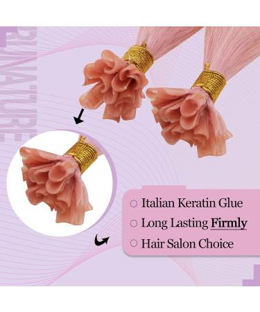 Runature Pink 45cm Remy Real Hair Extensions - U Tip Keratin 25 Strands 18 Inch #Rosa - Enhance Your Look! - Buy Online on GoSupps.com