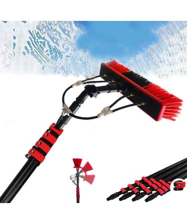 Gguwug Window Cleaning Poles Waterfed Telespole Window Cleaning | 35cm Brush Head & Squeegee | Aluminum Alloy 9M/30ft Telesrod Extension Washing Brush System professional window cleaning kit