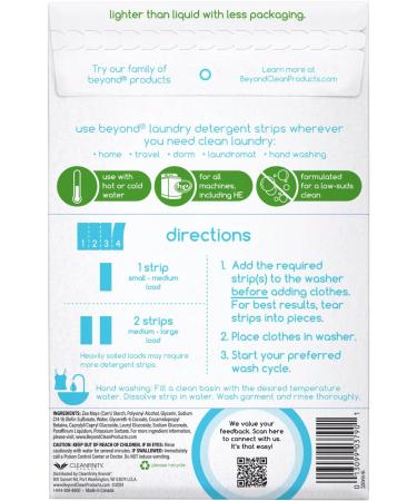 Beyond Laundry Detergent Strips - Eco-Friendly Hypoallergenic & Travel-Friendly | 32 Dissolvable Strips - Free & Clear - Buy Online on GoSupps.com