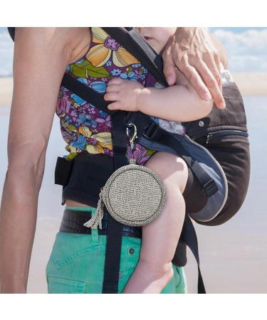 Anulely Leather Pacifier Holder Bag | PU Leather Binky Clip Pouch for Boys & Girls - Dark Gray Diaper Bag Accessory - Buy Online on GoSupps.com