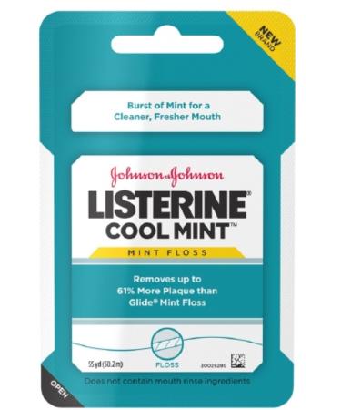 Listerine Dental Floss, Cool Mint 55 yds (Pack of 4)