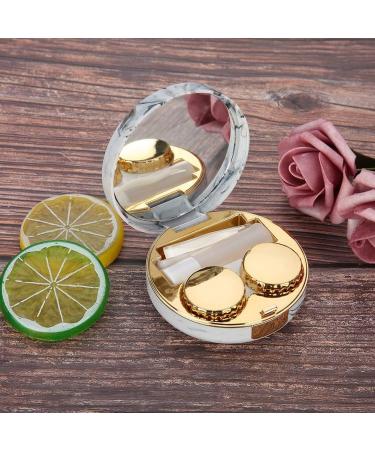 Portable Lens Case 4 Colors Soaking Lenses Case with Mirror Plastic Marble Pattern Eye Care Kit Container(#4) - Buy Online on GoSupps.com