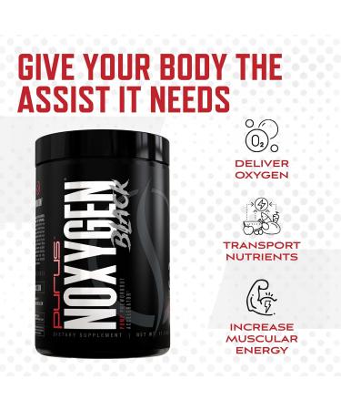 Purus Labs NOXygen Black Powder Pre-Workout Accelerator | Nitric Oxide Booster & Oxygen Amplifier | Hydromax Glycerol & NO3-T Nitrates | 30 Servings (Unflavored) - Buy Online on GoSupps.com