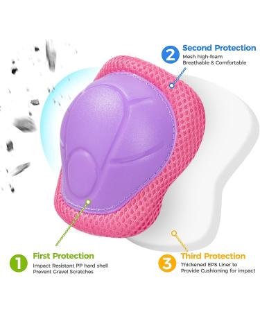 BOSONER Kids/Youth Knee and Elbow Pads Set for Multi Sports - Purple Pink Small (3-9 years) - Buy Online on GoSupps.com
