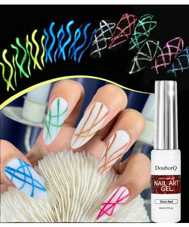 Reflective Glitter Nail Art Line Polish Gel Kit 12 Colors for UV/LED Paint Nails Drawing DIY Painting Varnish 8ml Liner Gel - (Color: Multi) - Buy Online on GoSupps.com